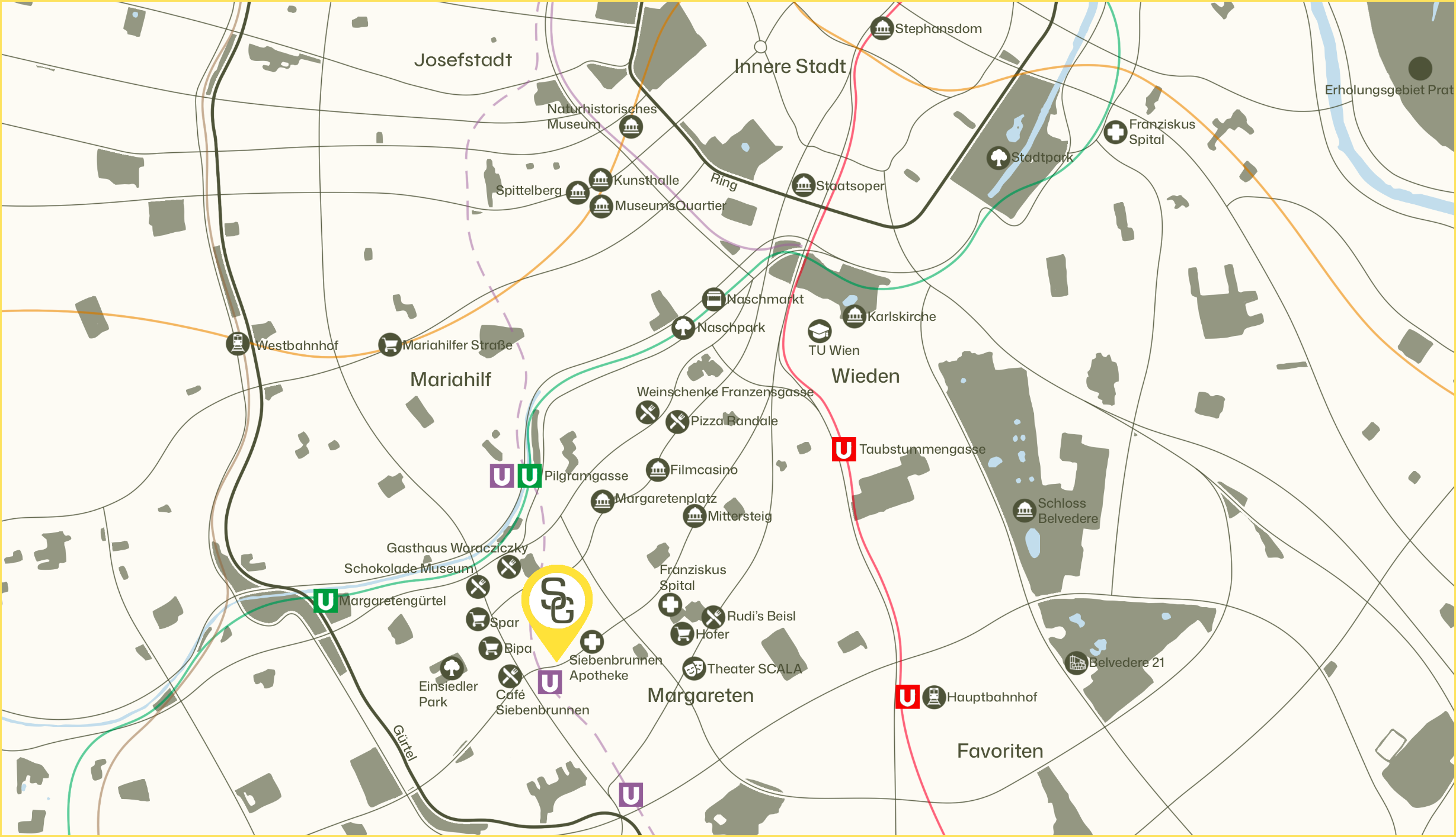 Lageplan für die Siebenbrunnengasse